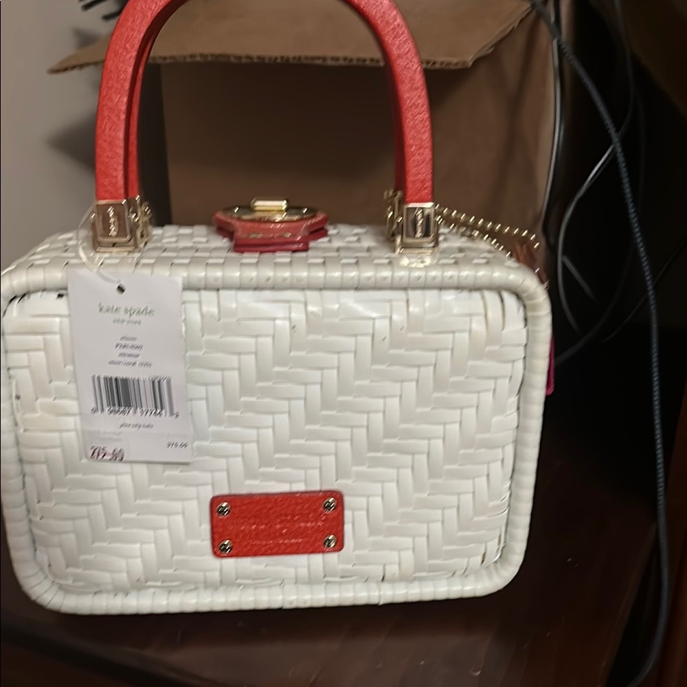 Kate Spade White and Red Woven Bag